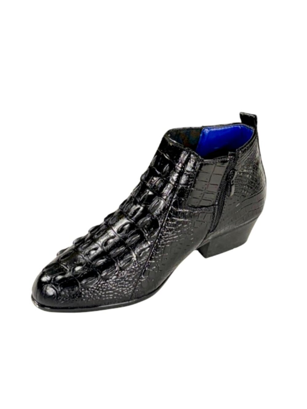 Roberto Chillini 5157 Men's Black Croc Print Dress Boots